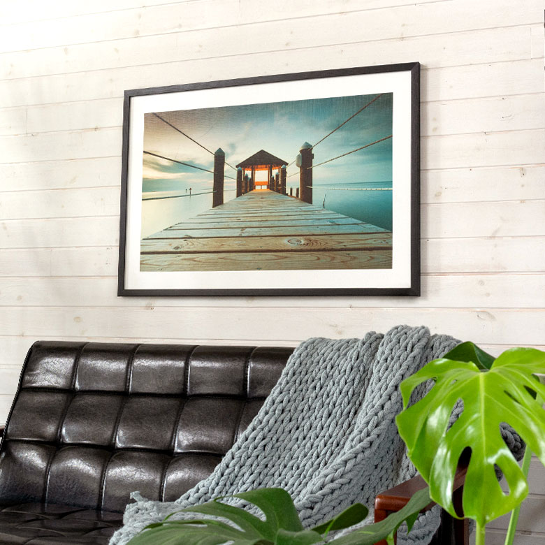 楽天市場】アートパネル 写真 風景 桟橋 海 フレーム付き 幅90cm