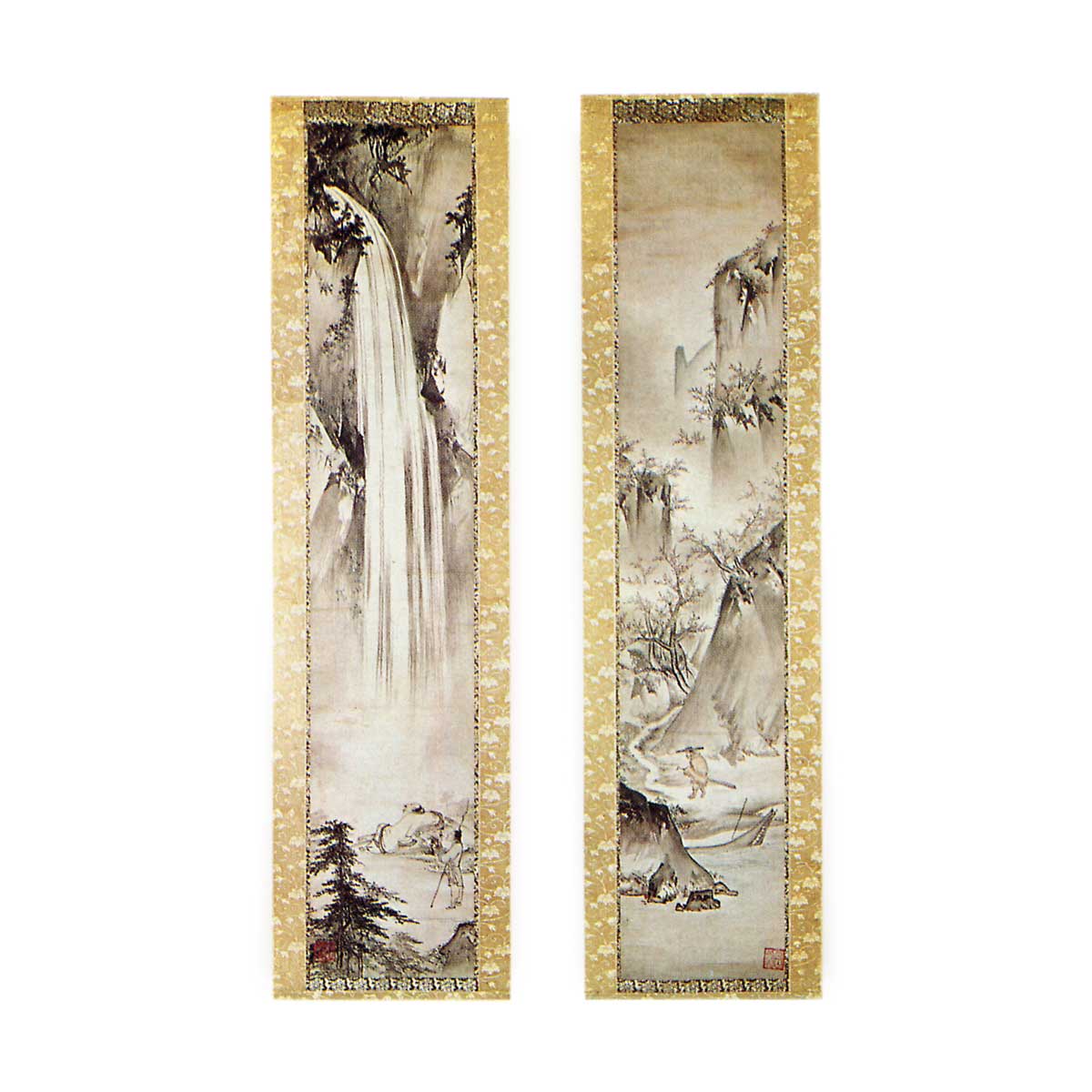 武陵桃源・李白観瀑図 ぶりょうとうげん・りはくかんばくず | 鶴田