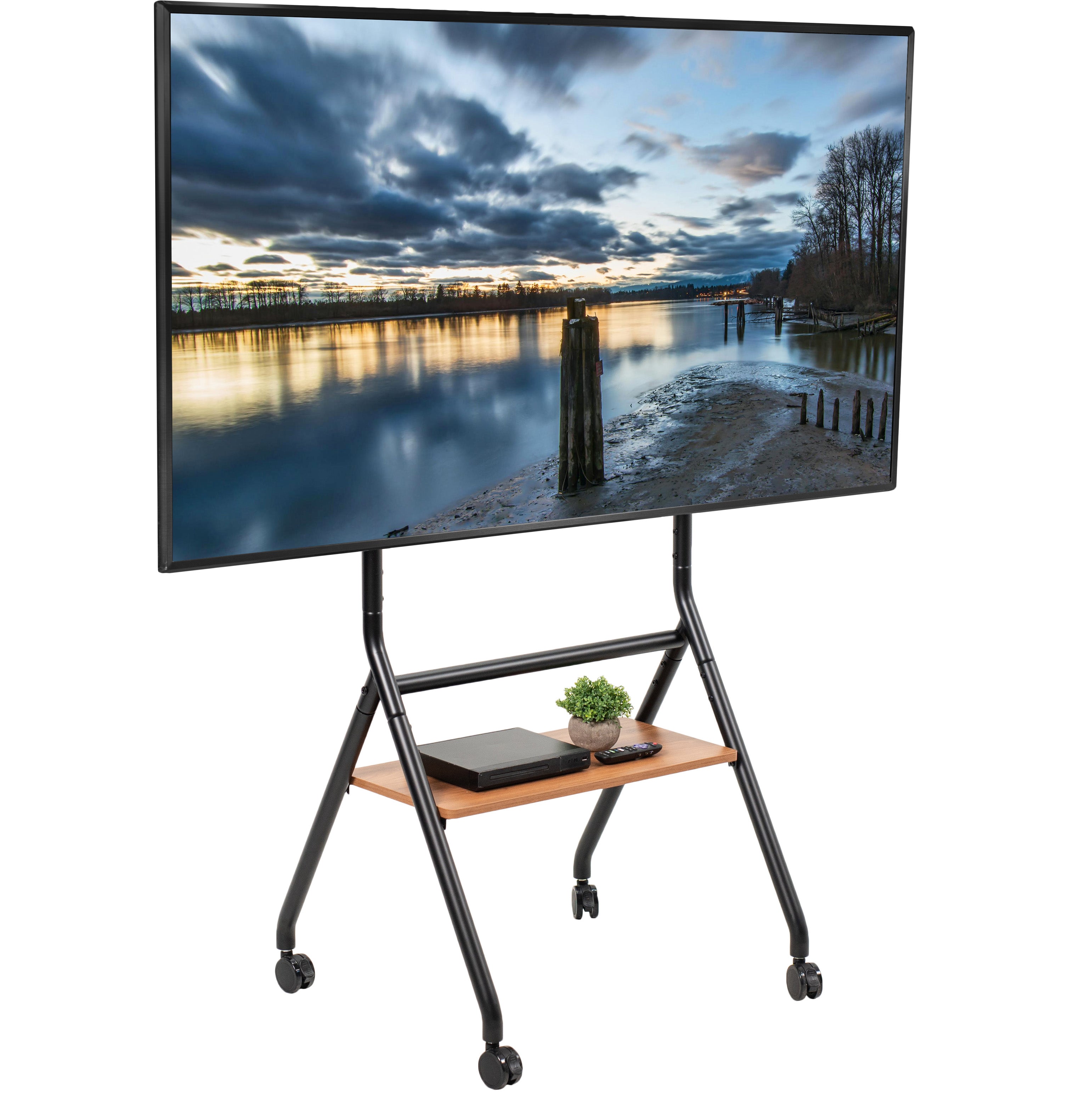 Mobile Studio TV Stand with Shelf for 37” to 86” TVs – VIVO - desk