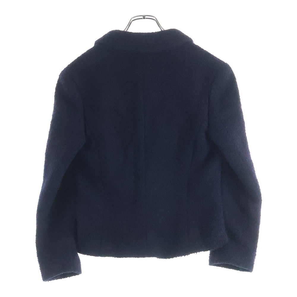 CHANEL(シャネル) カメリアボタン ツイードジャケット ネイビー ウール