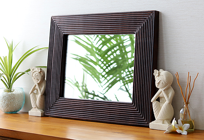 アジアン 木製フレーム 壁掛けミラー 通販｜《公式》バリ雑貨専門店