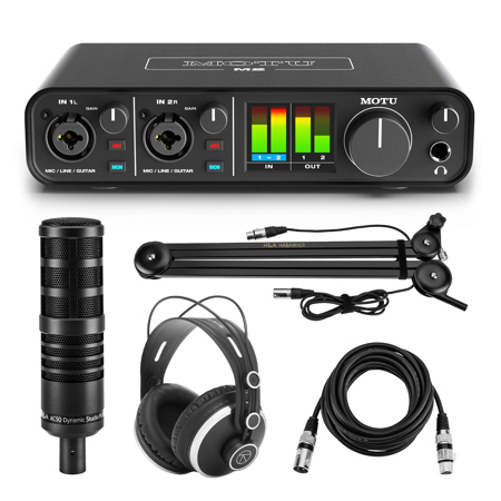 MOTU M2 Desktop 2x2 USB-C Audio Interface with Mic, Headphone, Arm