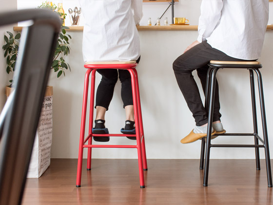 お得な2脚セット】天然木×スチール カウンタースツール TIINO