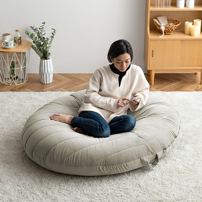 2wayビーズクッション 大きい ごろ寝対応 ベロア生地 Feliz | 家具