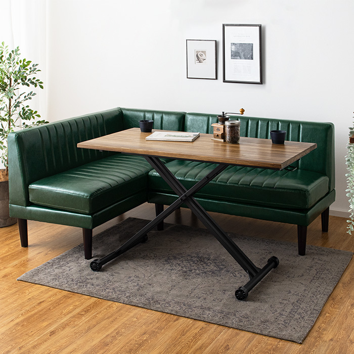 ダイニングソファ&昇降テーブル 3点セット コーナーソファ LEKKA