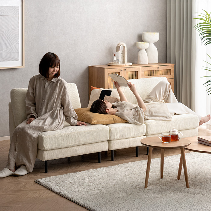 組み合わせ自由 ユニットソファ 3人掛け オットマンセット Mandy