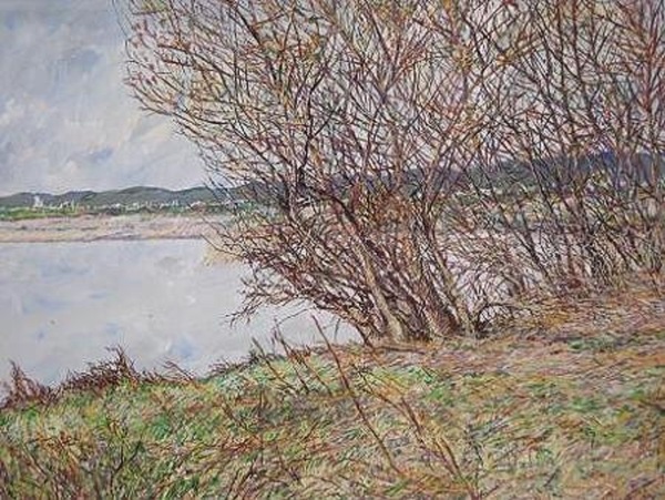 淀川の釣り人」 by 松ぼっくり｜Artmeter｜暮らしを彩るアートが