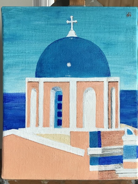 油彩画「塔 」函館 ハリストス正教会 F4 油絵 風景画 アート 絵画 油彩