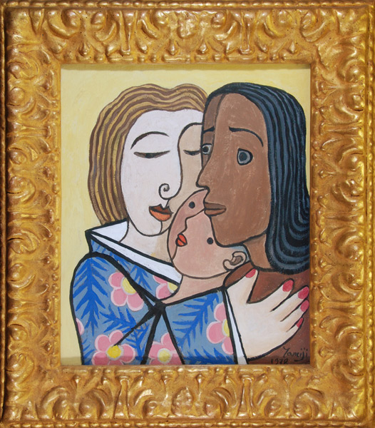 北川民次 「家族」 油彩8号｜【Arts Ship】のむら画廊