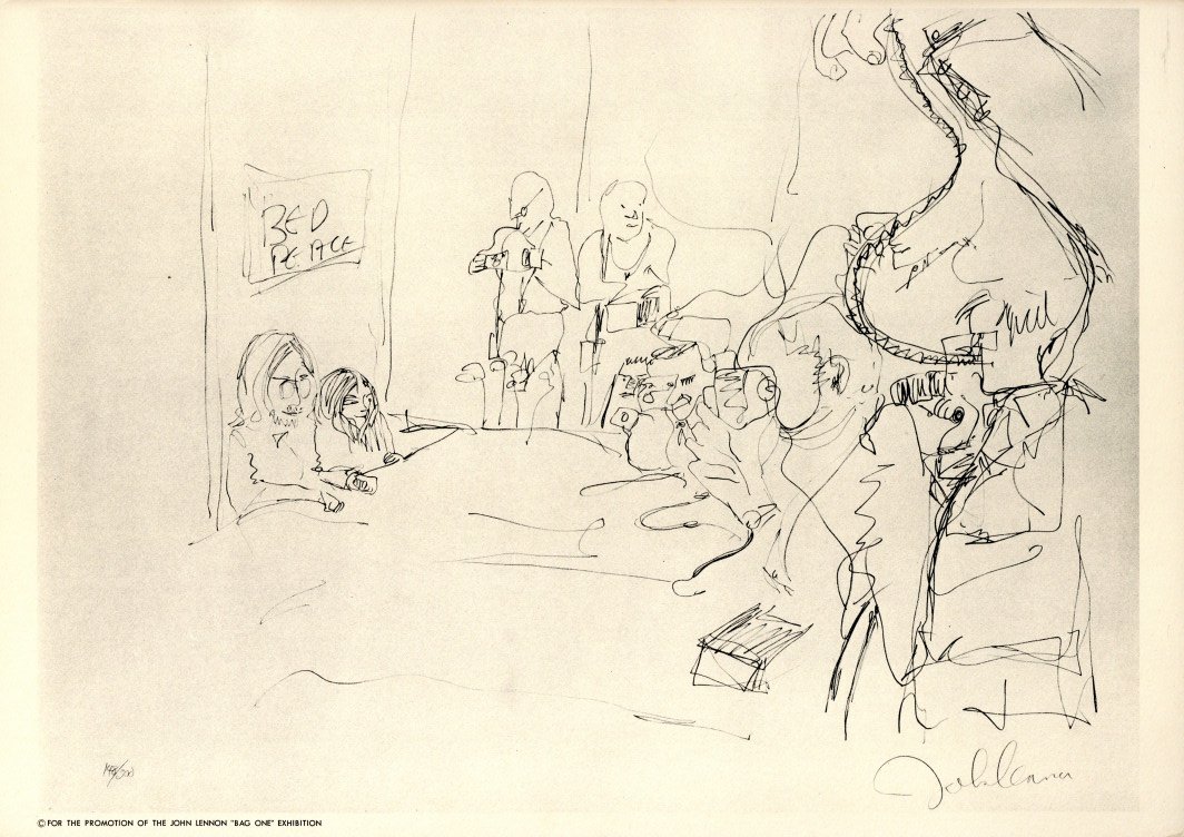 ジョンレノン bag one リトグラフの印刷全16枚揃とシール bag one John