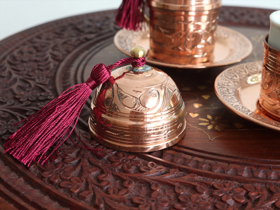 トルココーヒーカップ＆ソーサー銅製カバー付2客セット ブロンズ