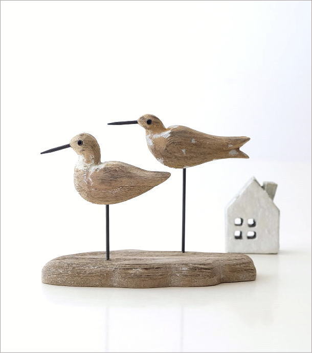 鳥 置物 オブジェ 雑貨 木製 かわいい おしゃれ ウッド オブジェ ペア