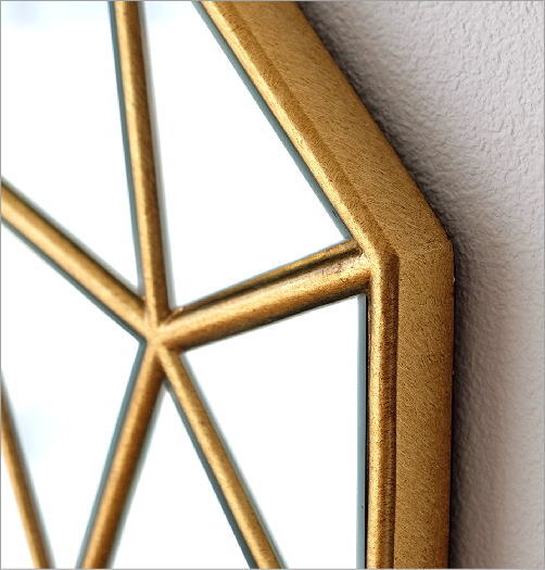 鏡 壁掛けミラー おしゃれ ゴールド 八角形 アンティーク ウォール