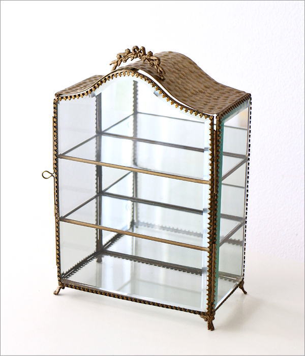 ガラスケース 真鍮 ショーケース 3段 アンティーク コレクションケース