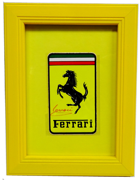 エンツォ・フェラーリ 直筆サイン入 SFステッカー 額入り F1の