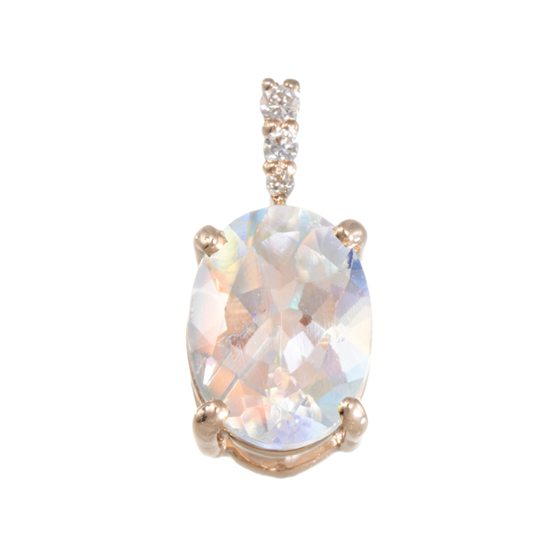 GSTV K18PG アンデシン/ラブラドライト ダイヤ ペンダントトップ AN