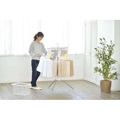 部屋干し 2人用 2段 室内物干し パラソル CLS-132R アイリスオーヤマ