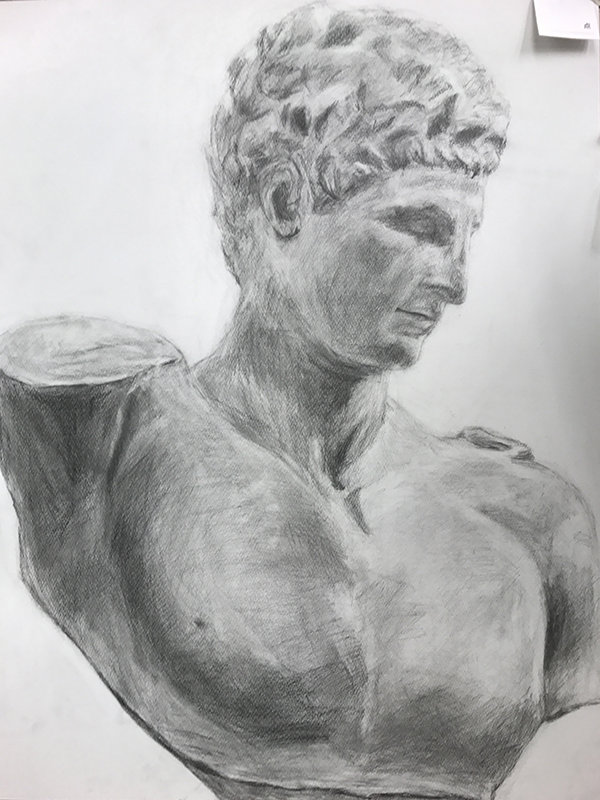 デッサン添削「:石膏像(ヘルメス)のデッサン」