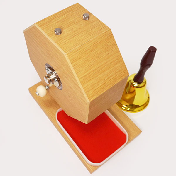 300球用 木製ガラポン抽選器 [玉253球付] 赤もうせん受け皿と当り鐘付