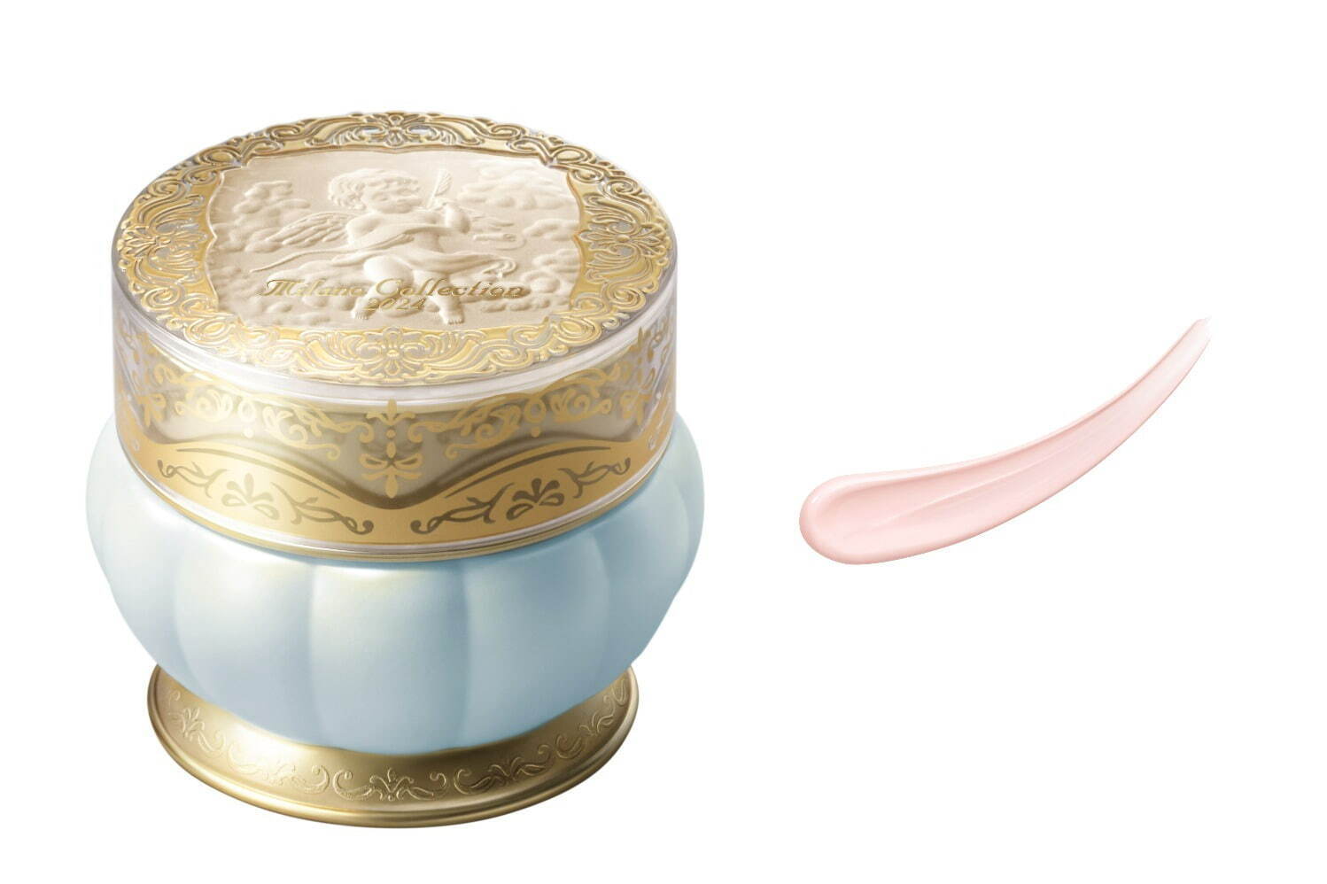 ミラノコレクション“まるで芸術品”「天使」の化粧下地、光のベールを