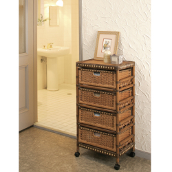 ラタン“4段ランドリー0465AB” 横浜元町生まれのカザマの籐家具