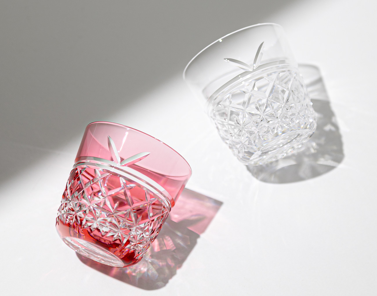 江戸切子 紅白ペア冷酒杯＜結＞ | カガミクリスタル