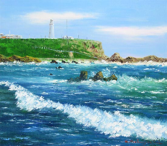 絵画 油絵 犬吠埼 （小林幸三） 送料無料 【海・山】【肉筆】【油絵