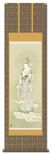 雲上観音 鈴木翠朋 （白翠会） 尺五 日本製 観音 - 掛け軸（掛軸）販売