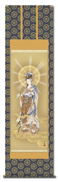 雲上観音 高畠周峰 暁山会 （尺五） 日本製 観音 - 掛け軸（掛軸）販売