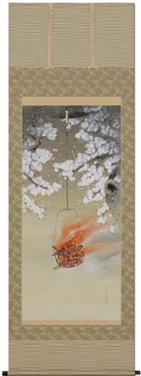 夜桜 月村華渓 尺八立！ 春 - 掛け軸（掛軸）販売通販なら掛け軸総本家