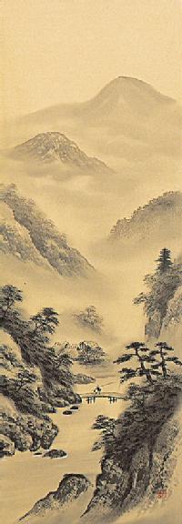 水墨山水 林春雪 （尺三）肉筆！ 山水画 - 掛け軸（掛軸）販売通販なら