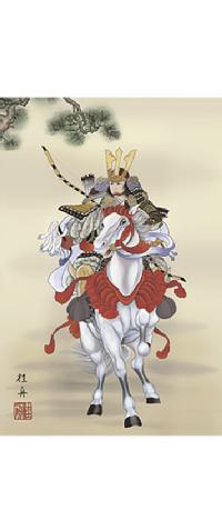 白馬武者 長江桂舟 （三美会） 尺幅！ 端午の節句 - 掛け軸（掛軸