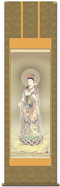 雲上観音 鈴木翠朋 （尺五）【特価 】 日本製 観音 - 掛け軸（掛軸