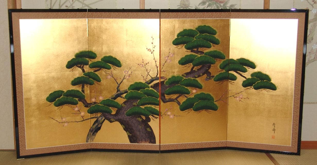 金屏風 日本画金屏風の製造/通信販売(通販) 御子柴屏風店