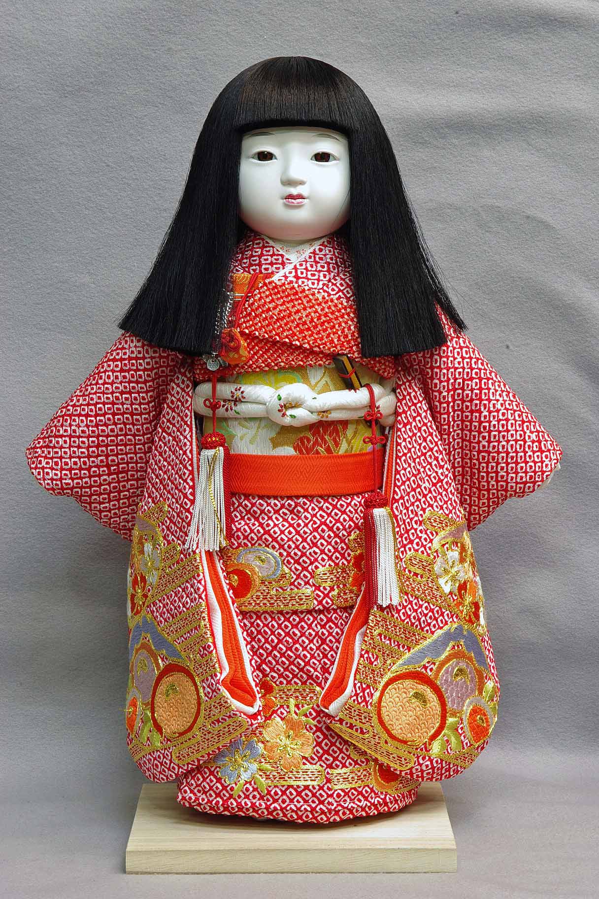 尺二市松人形 京都 慶山作 絞りに刺繍 正絹衣装