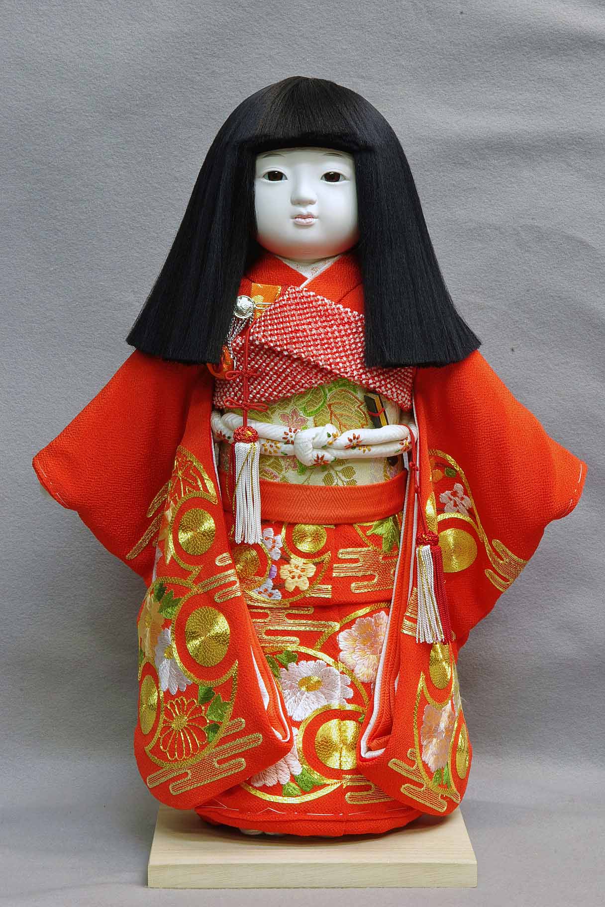 尺二市松人形 京都 慶山作 分銅柄 手刺繍 正絹衣装