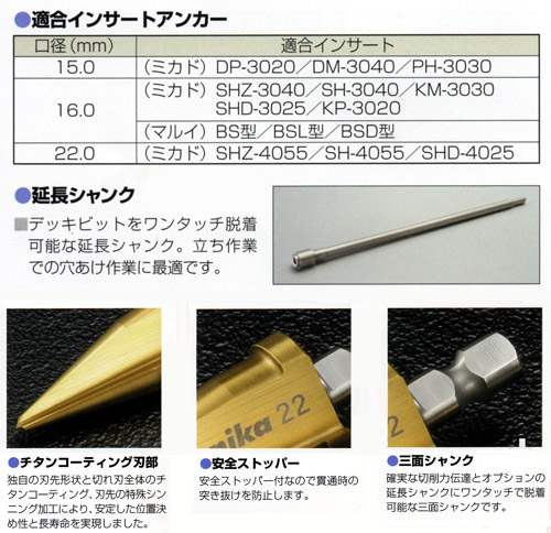 ユニカ デッキビット DKBタイプ ストレート軸 15mm: 他:DKB-15N|ホーム