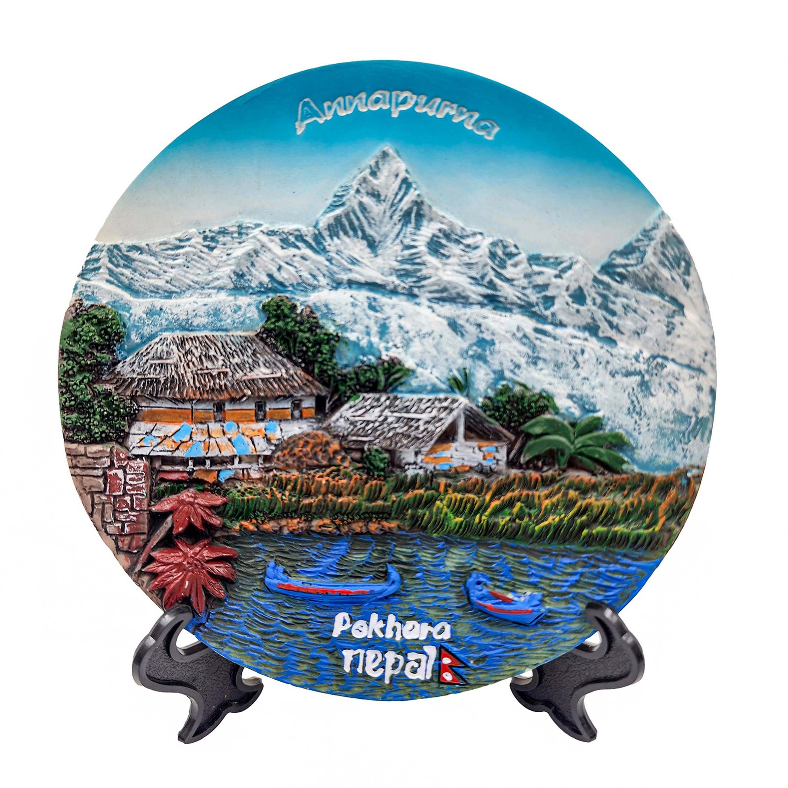 3d Fiber Art Of Pokhara City Of Nepal With Stand And Wall Hanger