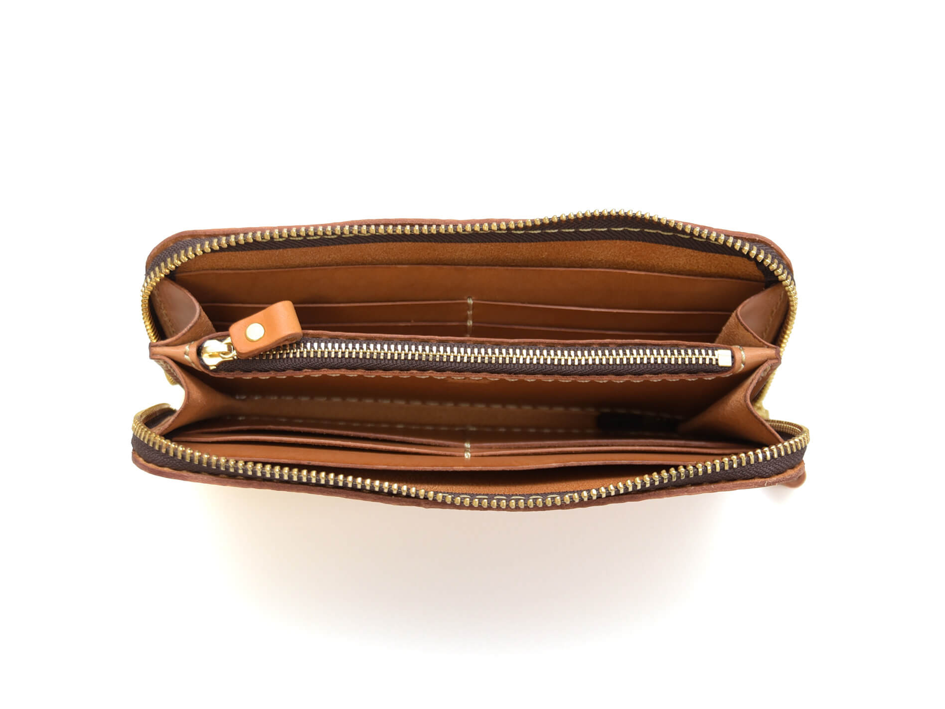 5か所の収納スペースで一番人気のファスナー式の本革長財布 / 革鞄の