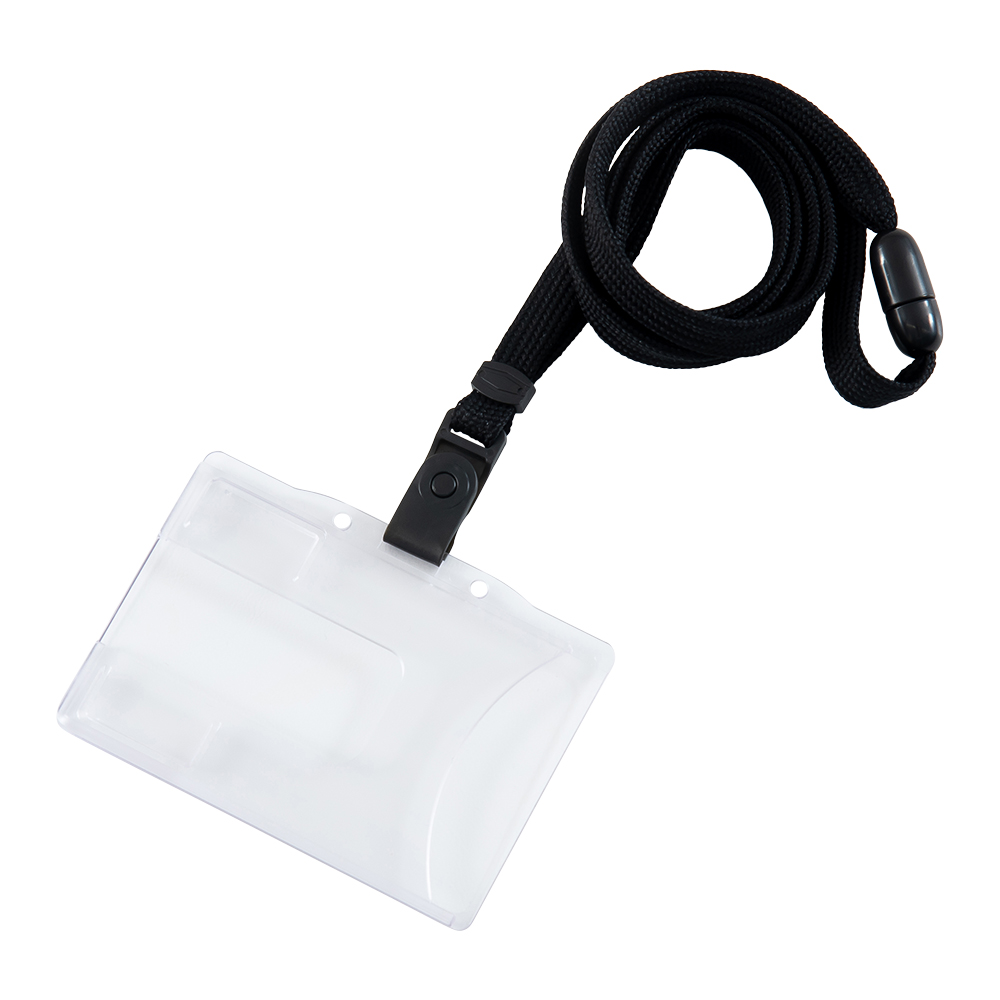 ストラップ付IDカード用名札 ブラック｜文具事務用品・推し活グッズ