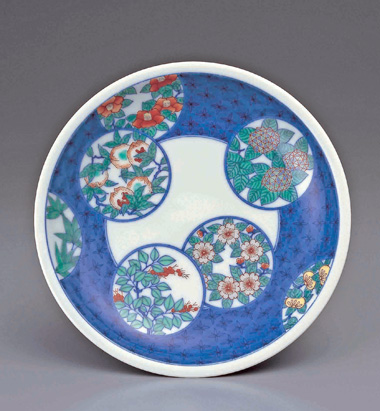 色鍋島四季花文額皿｜色鍋島今右衛門窯｜今右衛門