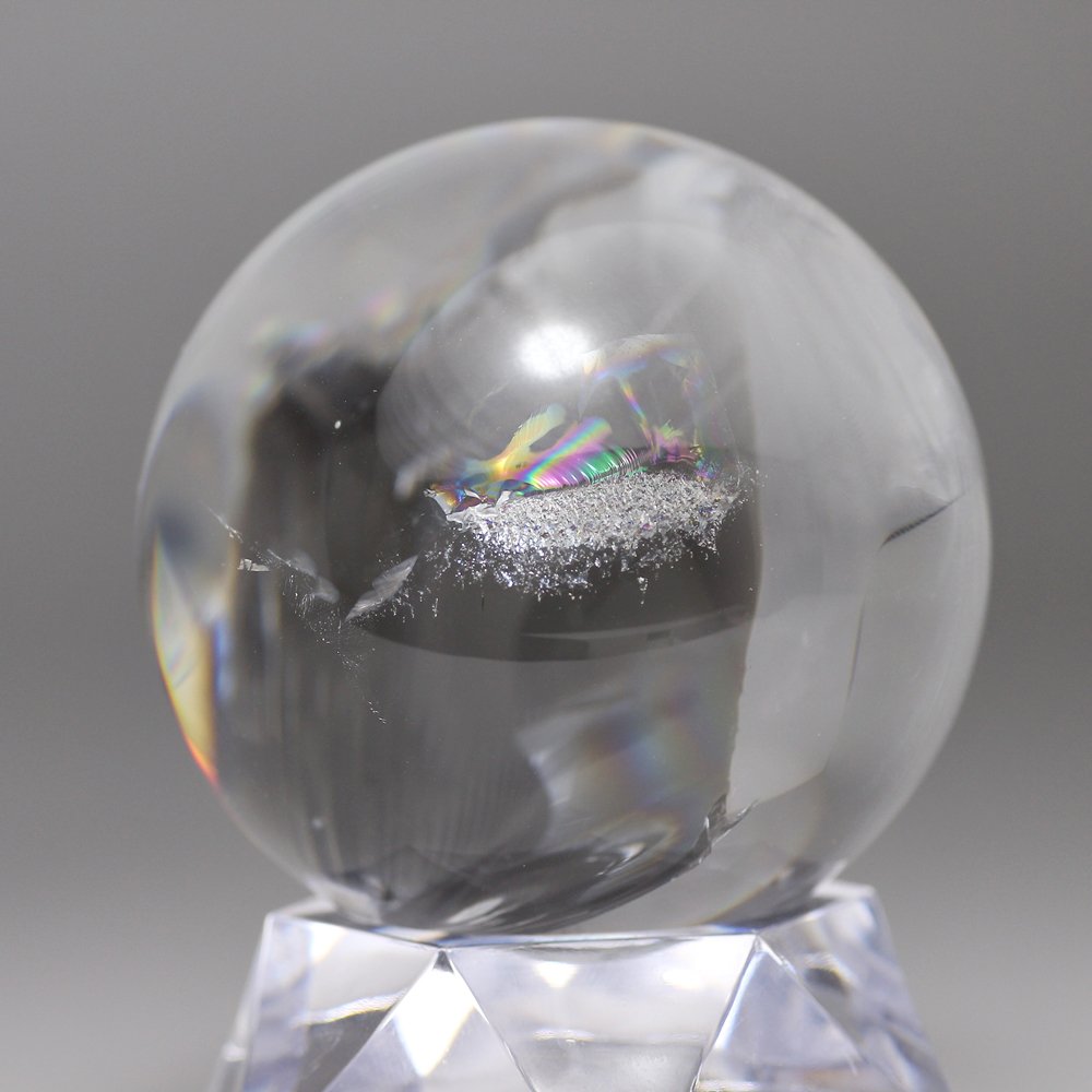 トップクォリティ]レインボー水晶玉/アイリスクォーツスフィア（丸玉