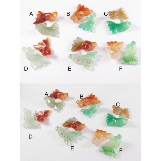 メノウ 金魚彫刻 2個セット 天然石販売 名取貴石 天然石原石鉱物結晶