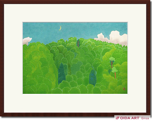 小野竹喬 奥の細道句抄絵より 涼しさやほの三ヶ月の羽黒山 | 絵画など