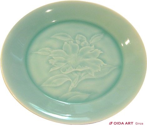 塚本快示 青白磁山茶花皿 | 絵画など美術品の販売と買取 | 東京・銀座
