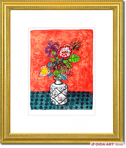 アイズピリ 赤背景の花瓶の花 | 絵画など美術品の販売と買取 | 東京