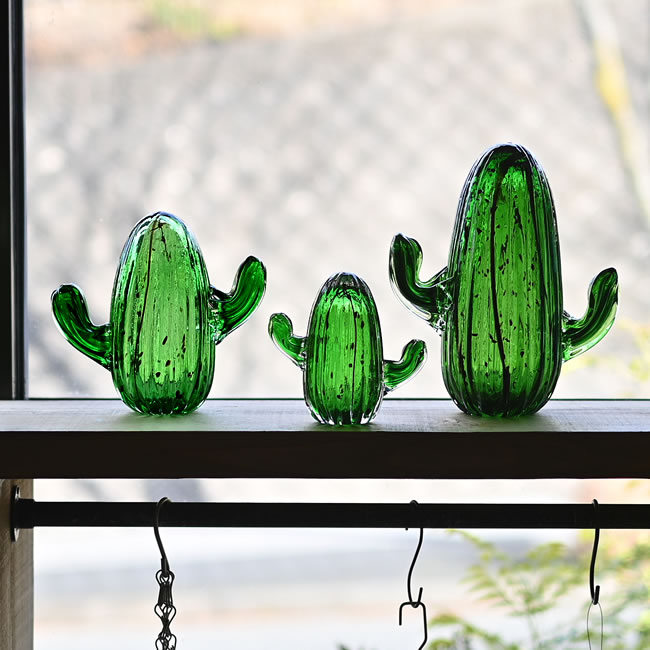 CACTUS ガラスオーナメント サボテンオブジェ ナチュラルインテリア