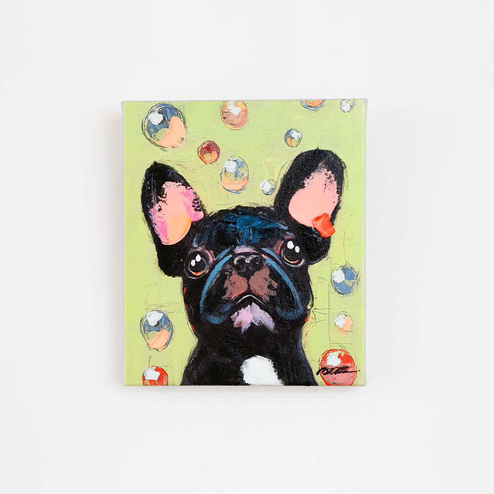 ヘッドドレスドッグ80×80cm キャンバスピクチャー - アート