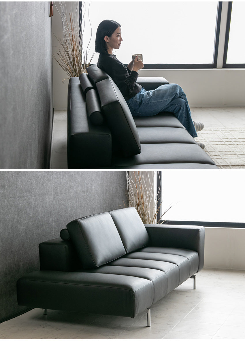 lushroom ソファー 本革 3人掛け ソファ 190cm 三人掛け ブラック ロー