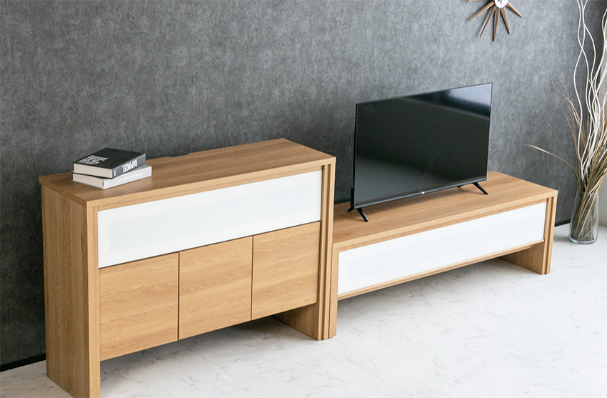 lushroom サイドボード キャビネット 日本製 ガラス 収納 ブラウン